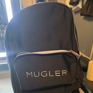 Mugler Black Backpack with Silver Accents Brand New